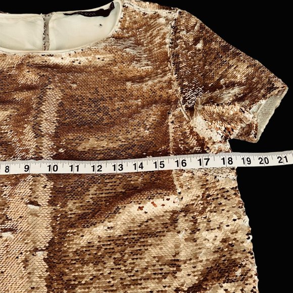 Gold Sequin Short Sleeve Color Changing Blouse Size Small - Picture 4 of 16